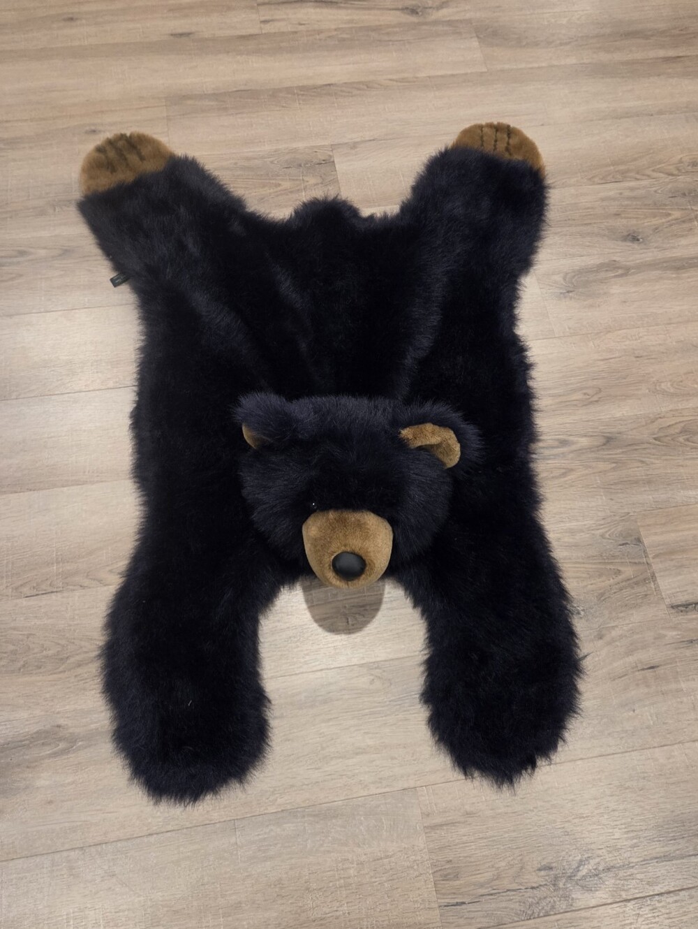 Faux Fur Bear Skin Rug Kids Room 39 In×25 In Black Plush Fancy Zoo